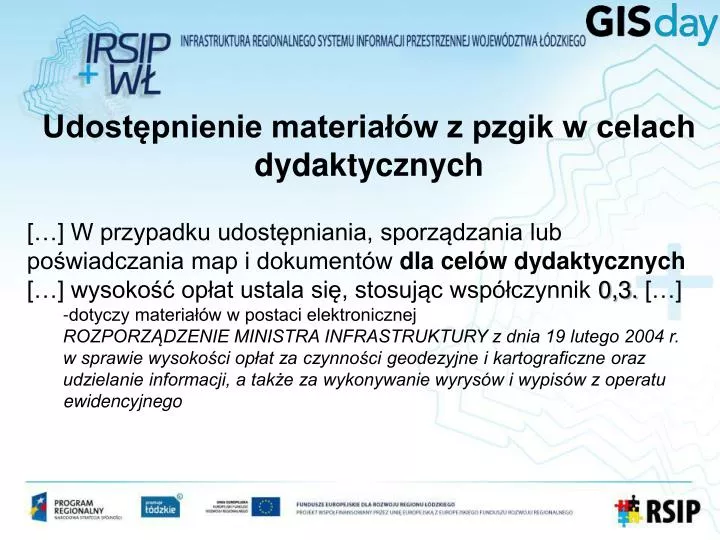 udost pnienie materia w z pzgik w celach dydaktycznych