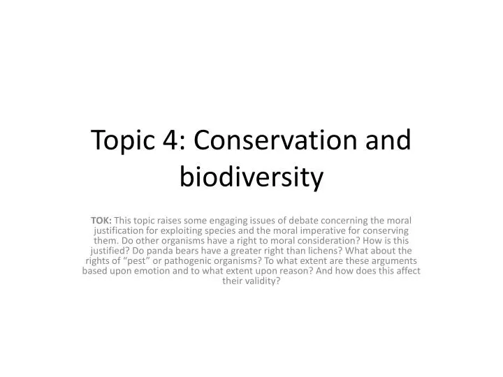 topic 4 conservation and biodiversity