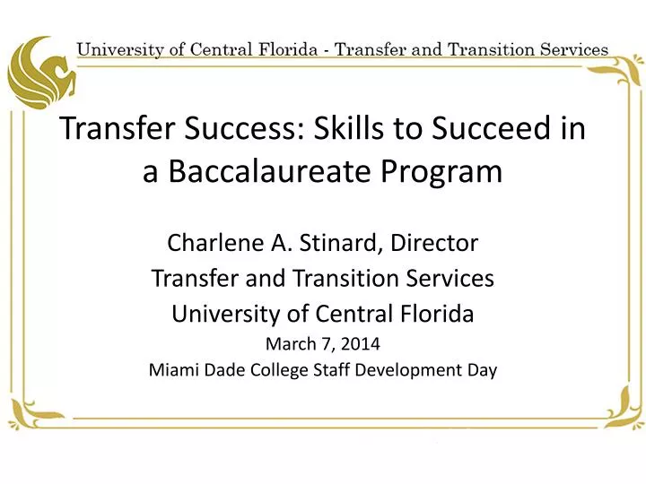 transfer success skills to succeed in a baccalaureate program