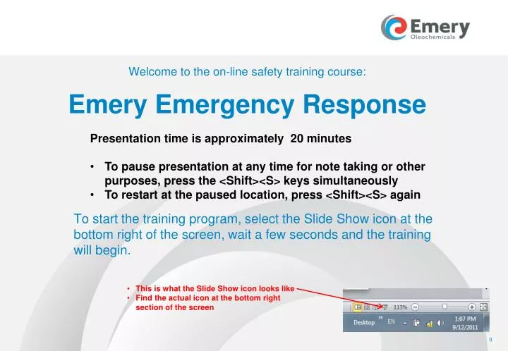 welcome to the on line safety training course emery emergency response