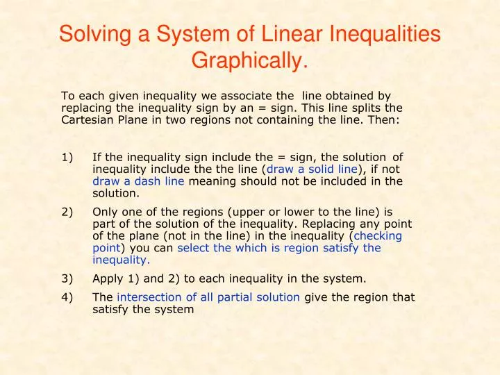 solving a system of linear inequalities graphically