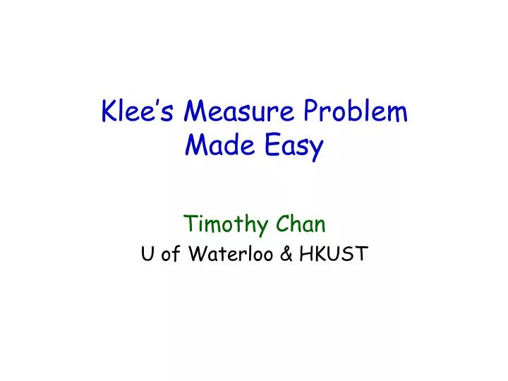 klee s measure problem made easy