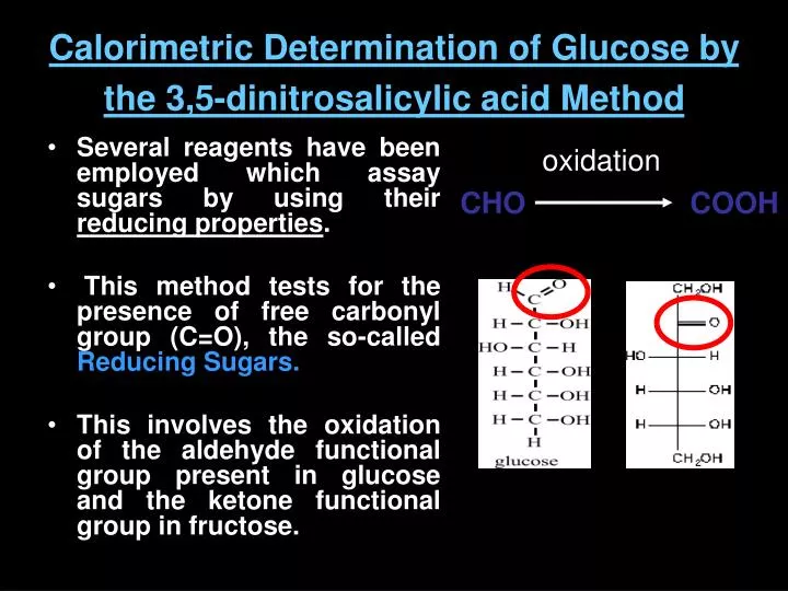 calorimetric determination of glucose by the 3 5 dinitrosalicylic acid method