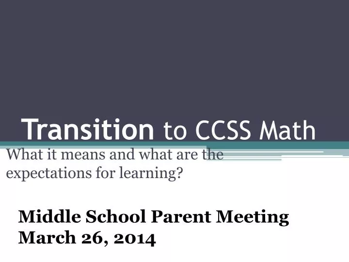 transition to ccss math