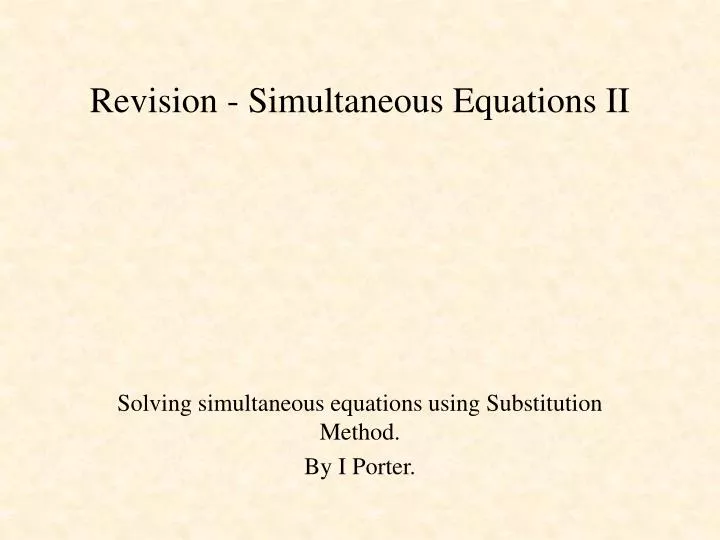 revision simultaneous equations ii