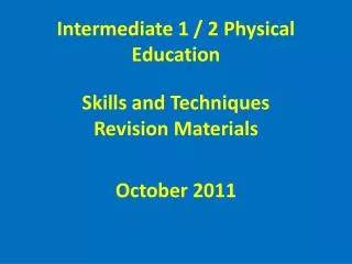 Intermediate 1 / 2 Physical Education