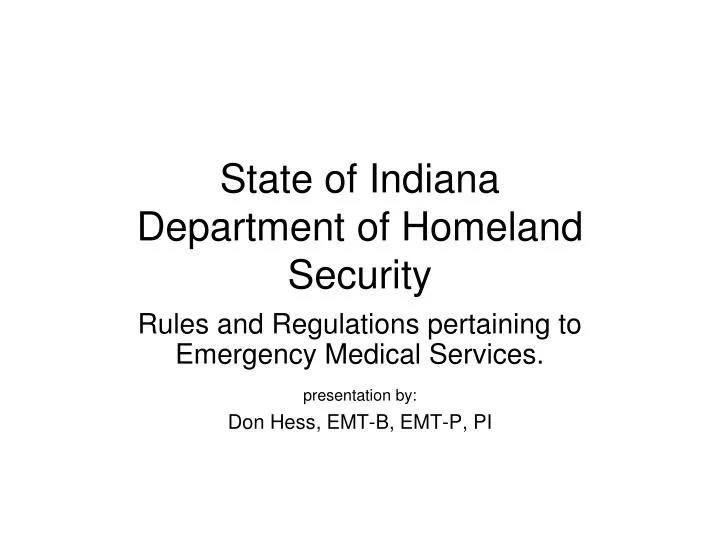 state of indiana department of homeland security