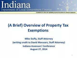 ( A Brief) Overview of Property Tax Exemptions