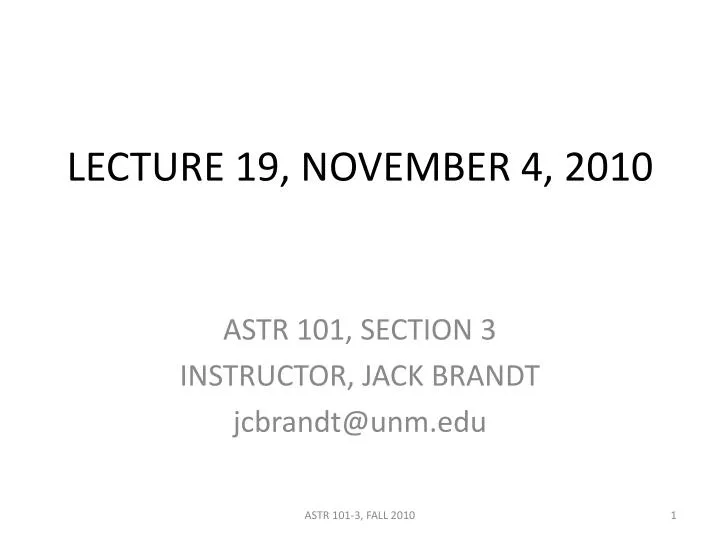 lecture 19 november 4 2010
