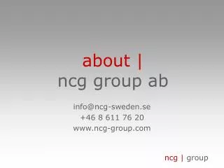 about | ncg group ab