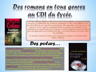 des romans en tous genres au cdi du lyc e