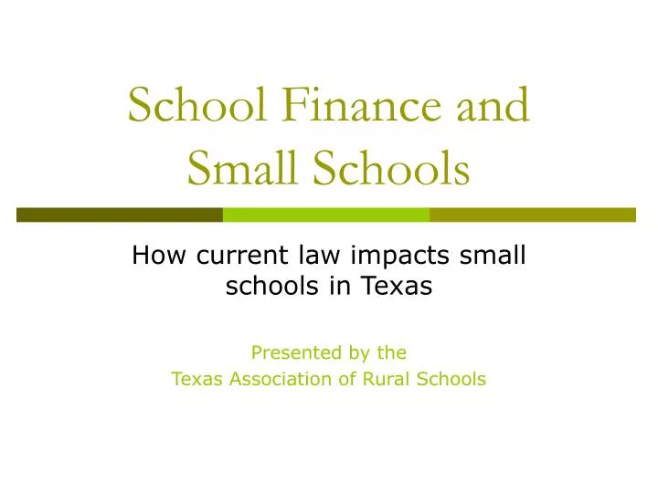 school finance and small schools
