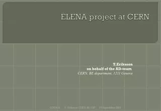 ELENA project at CERN