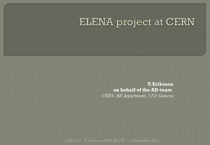 elena project at cern