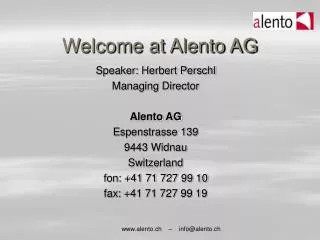 Welcome at Alento AG