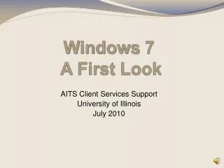 Windows 7 A First Look