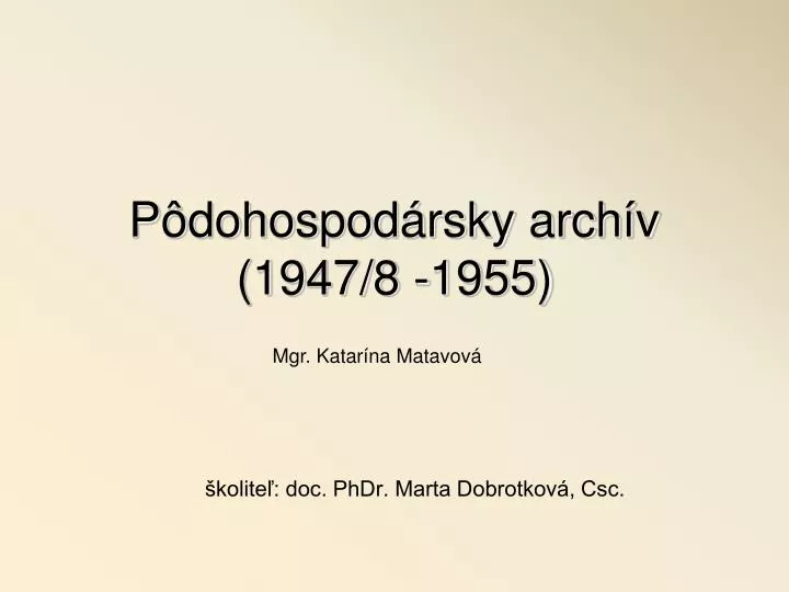 p dohospod rsky arch v 1947 8 1955