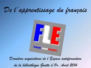 de l apprentissage du fran ais