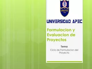 formulacion y evaluacion de proyectos