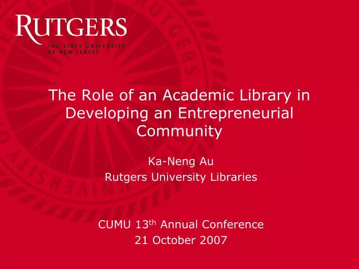 the role of an academic library in developing an entrepreneurial community