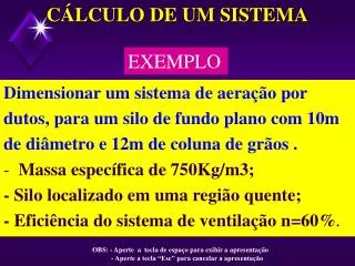 c lculo de um sistema