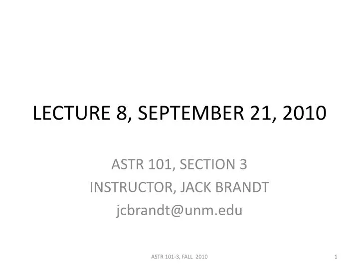 lecture 8 september 21 2010