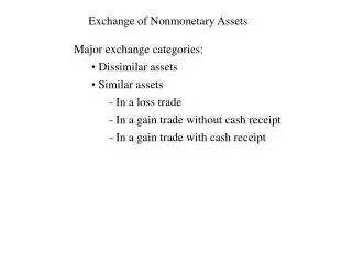 Exchange of Nonmonetary Assets
