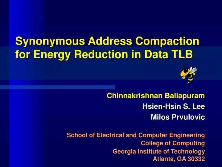 synonymous address compaction for energy reduction in data tlb