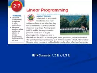 NCTM Standards: 1, 2, 6, 7, 8, 9, 10