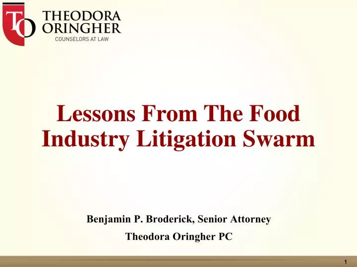 lessons from the food industry litigation swarm