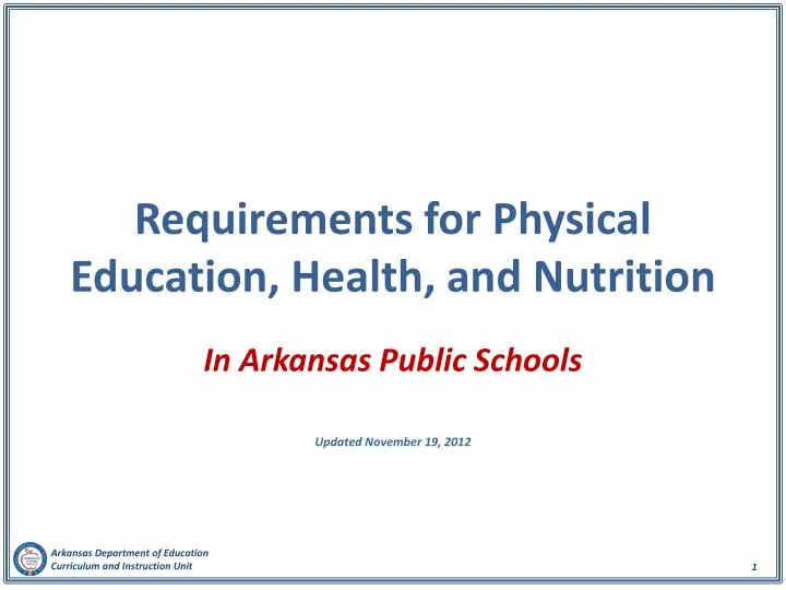 requirements for physical education health and nutrition