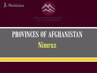 PROVINCES OF AFGHANISTAN Nimruz