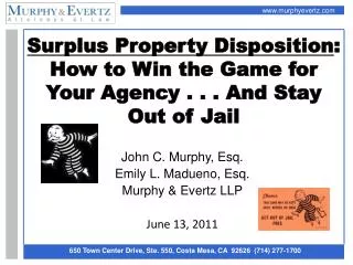 Surplus Property Disposition : How to Win the Game for Your Agency . . . And Stay Out of Jail