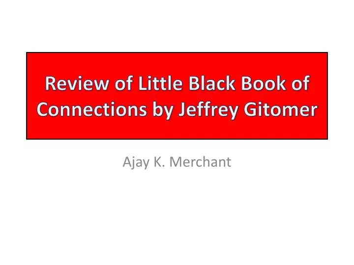 review of little black book of connections by jeffrey gitomer