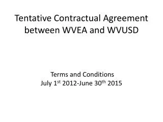 Tentative Contractual Agreement between WVEA and WVUSD