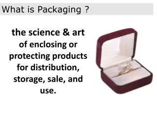the science &amp; art of enclosing or protecting products for distribution, storage, sale, and use.