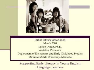 Supporting Early Literacy in Young English Language Learners