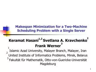 Makespan Minimization for a Two-Machine Scheduling Problem with a Single Server