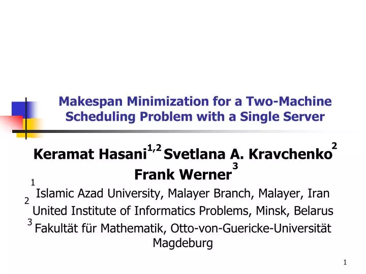 makespan minimization for a two machine scheduling problem with a single server