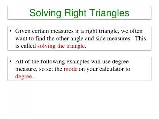 Solving Right Triangles