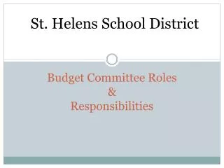 Budget Committee Roles &amp; Responsibilities