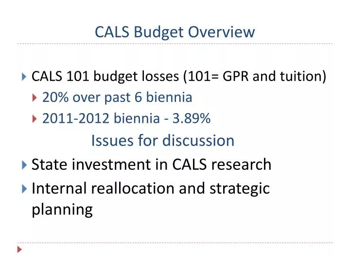cals budget overview
