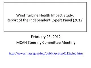 Wind Turbine Health Impact Study: Report of the Independent Expert Panel (2012)