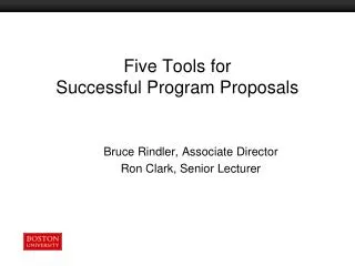 Five Tools for Successful Program Proposals