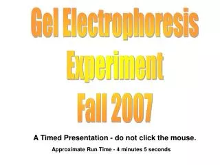 Gel Electrophoresis Experiment Fall 2007