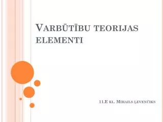 varb t bu teorijas elementi