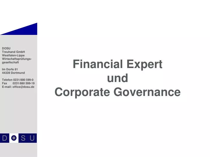 financial expert und corporate governance