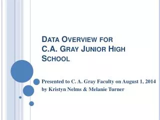 Data Overview for C.A. Gray Junior High School
