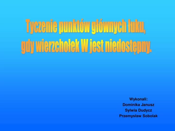 wykonali dominika janusz sylwia dudycz przemys aw sobolak