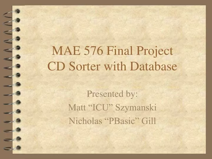 mae 576 final project cd sorter with database